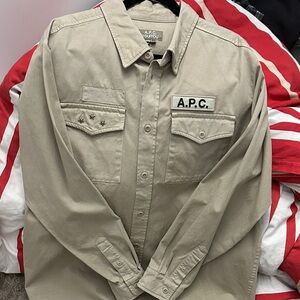 A.P.C. Khaki Button-Up Shirt